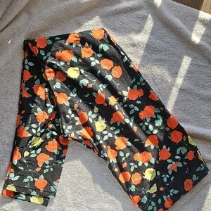 LuLaRoe Black and Orange Floral Leggings